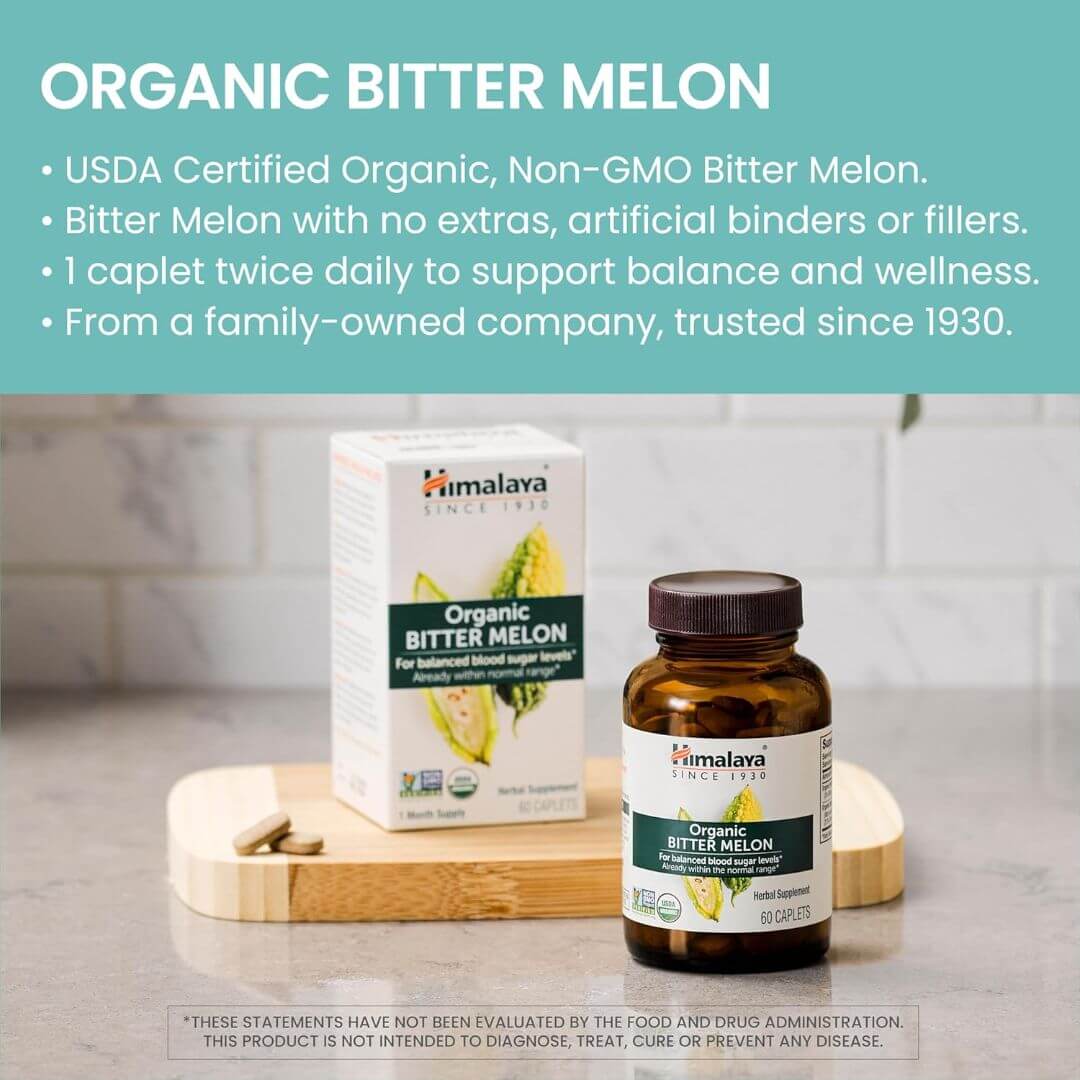 Himalaya Organic Bitter Melon For Balanced Blood Sugar Levels 60 Caplets,605069422017