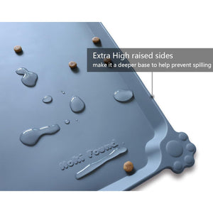 Hoki Found Waterproof Pet Feeding Mat High Lip Design for Dog Cat Food and Water Bowl Gray