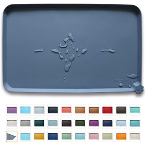 Hoki Found Waterproof Pet Feeding Mat High Lip Design for Dog Cat Food and Water Bowl Gray