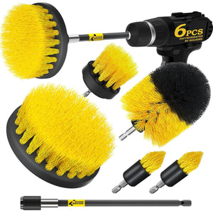 Holikme 6Pack Cleaning Brush Power Scrubber Cleaning Brush Extended Long Attachment Set All Purpose Scrub Brushes Kit For Grout, Floor, Tub, Shower, Tile, Bathroom,Car Cleaning Brush Yellow,675234654345