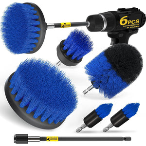 Holikme 6Pack Drill Brush Power Scrubber Cleaning Brush Extended Long Attachment Set All Purpose Drill Scrub Brushes Kit For Grout, Floor, Tub, Shower, Tile, Bathroom Scrub Brush Blue,