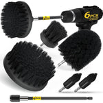 Holikme 6Pack Drill Brush Power Scrubber Cleaning Brush Extended Long Attachment Set All Purpose Drill Scrub Brushes Kit For Grout, Floor, Tub, Shower, Tile, Bathroom Black,