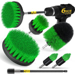 Holikme 6Pack Drill Brush Power Scrubber Cleaning Brush Extended Long Attachment Set All Purpose Drill Scrub Brushes Kit For Grout, Floor, Tub, Shower, Tile, Bathroom Scrub Brush Green,