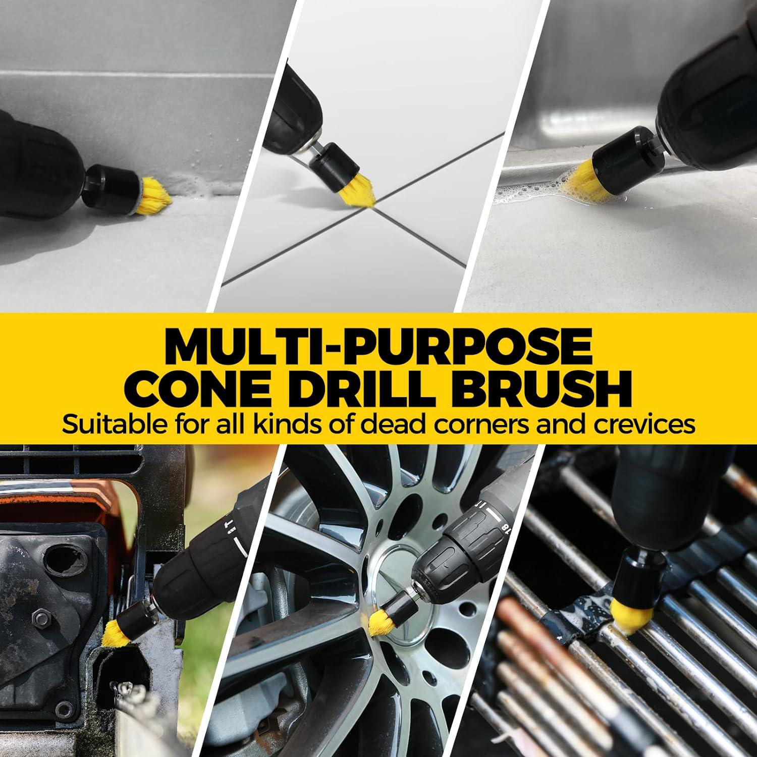 Holikme 6Pack Drill Brush Power Scrubber Cleaning Brush Extended Long Attachment Set All Purpose Drill Scrub Brushes Kit For Grout, Floor, Tub, Shower, Tile, Bathroom Scrub Brush Green,