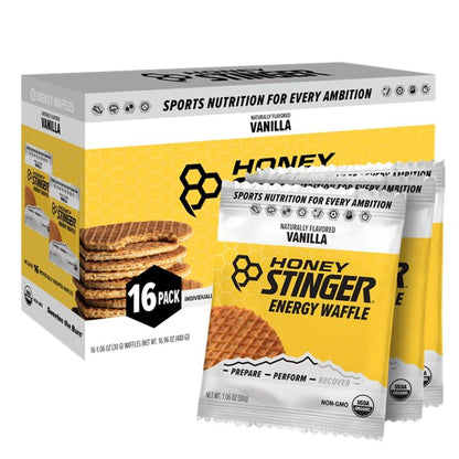 Honey Stinger Organic Vanilla Waffle Energy Stroopwafel, Exercise Endurance & Performance Sports Nutrition, Pre/Post-Workout, Box of 16 Waffles (1696oz)