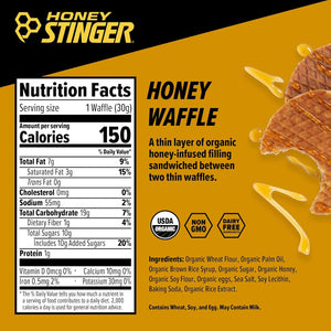 Honey Stinger Honey Stinger Organic Honey Waffle, Energy Stroopwafel For Exercise, Endurance And Performance, Sports Nutrition For Home And Gym, Pre And During Workout, Box Of 16 Waffles, 16.96 Ounce (Pack Of 16)
