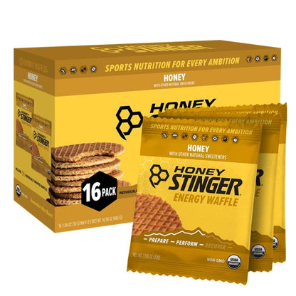 Honey Stinger Honey Stinger Organic Honey Waffle, Energy Stroopwafel For Exercise, Endurance And Performance, Sports Nutrition For Home And Gym, Pre And During Workout, Box Of 16 Waffles, 16.96 Ounce (Pack Of 16)