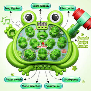 Hoperock Whack A Frog Toy for Kids Ages 2–5, Light-Up Game with 5 Modes, Music & Spray Effects