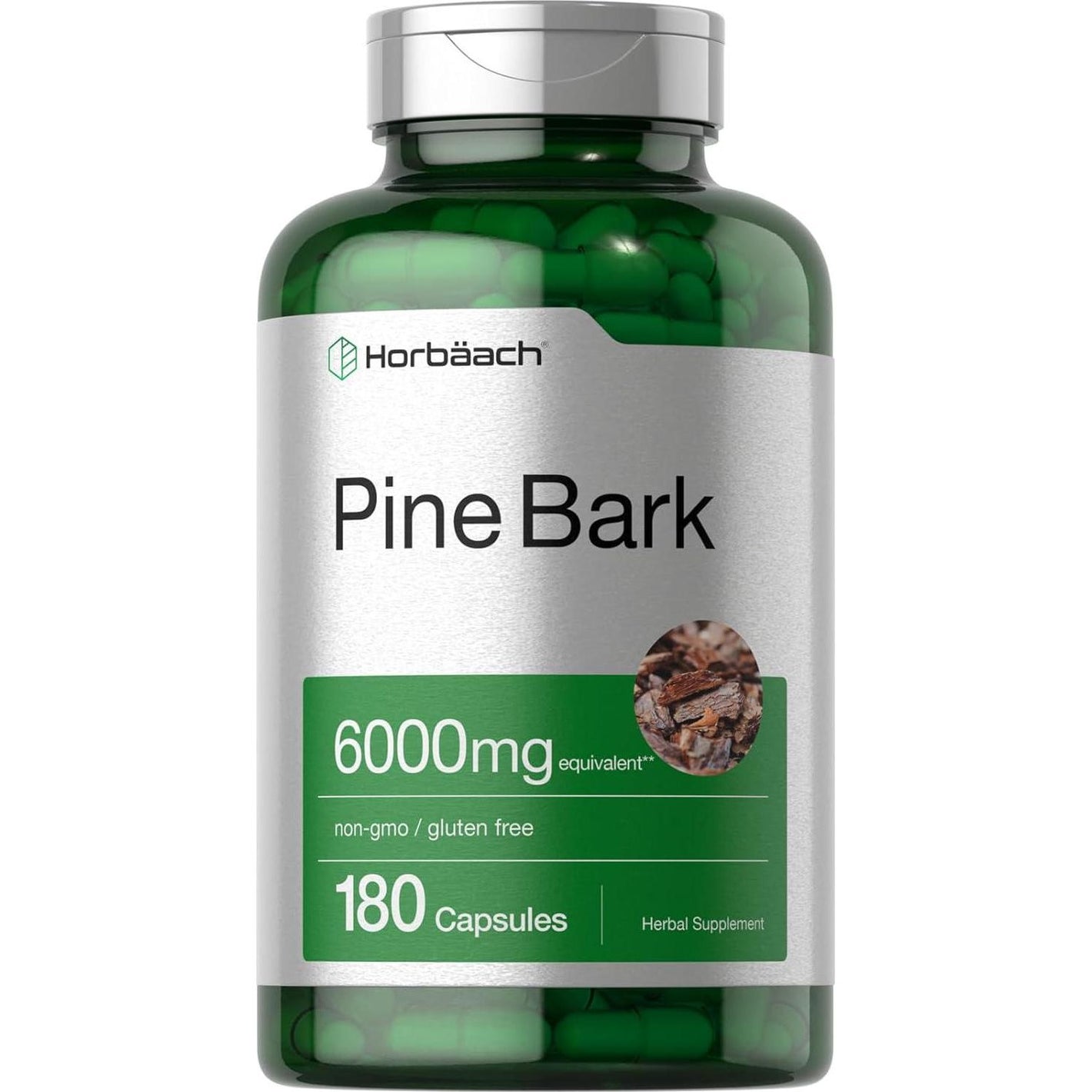 Horbaach Pine Bark Extract, 6000 mg, 180 Capsules, High Potency, 75% Proanthocyanidins, Non-GMO, Gluten-Free Supplement