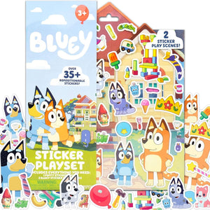 Bluey Sticker Playset by Horizon Group 2 Scenes 35 Reusable Puffy Stickers Great for Travel and Play