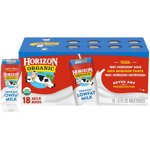 Horizon Organic Shelf Stable 1% Low Fat Milk Boxes, 8oz, 18 Pack