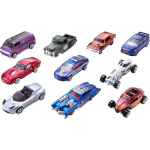 Hot Wheels Toy Cars And Trucks 10-Pack, Set Of 10 1:64 Scale Vehicles, Includes Race Cars, Semi, Rescue Or Construction Trucks (Styles May Vary),