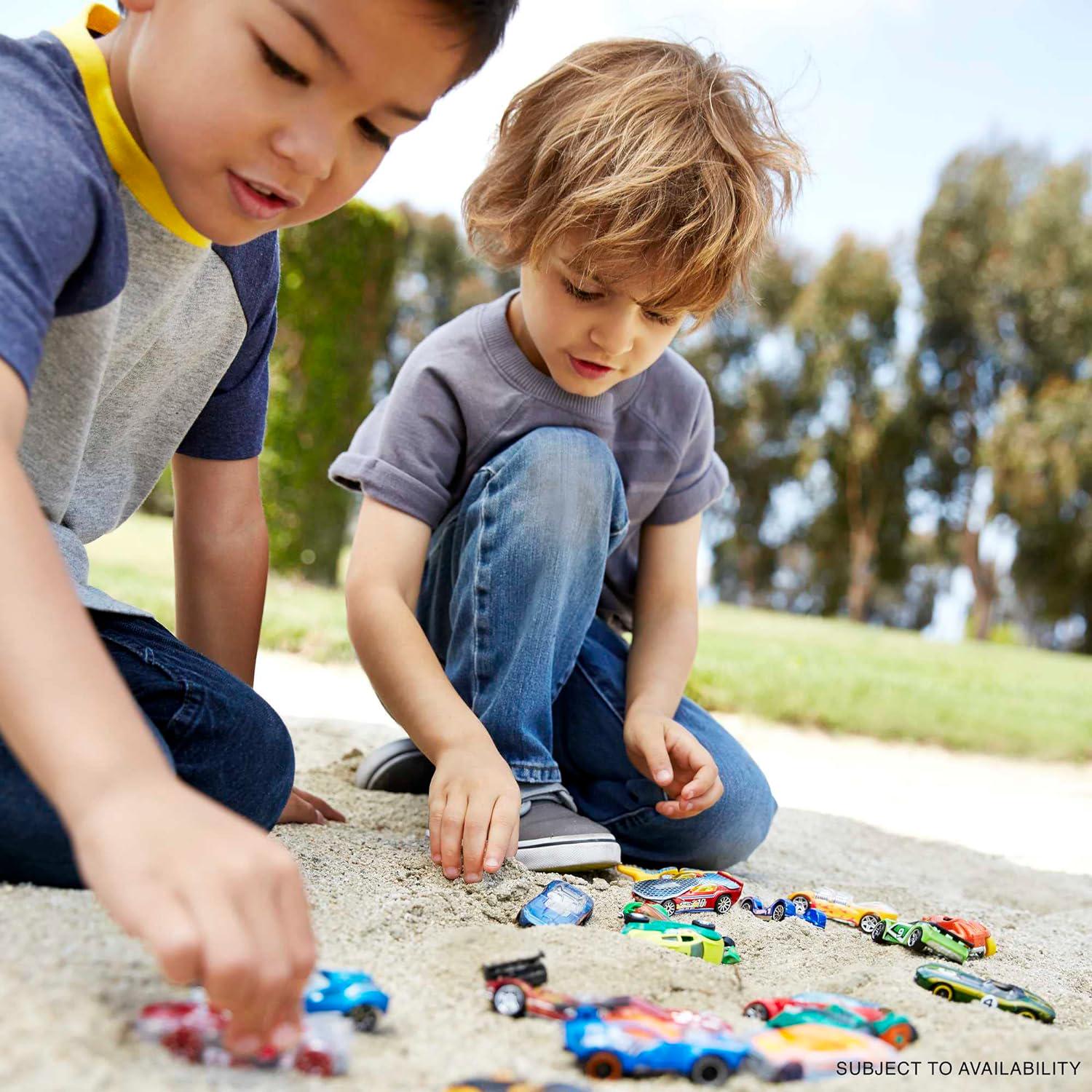 Hot Wheels Toy Cars And Trucks 10-Pack, Set Of 10 1:64 Scale Vehicles, Includes Race Cars, Semi, Rescue Or Construction Trucks (Styles May Vary),