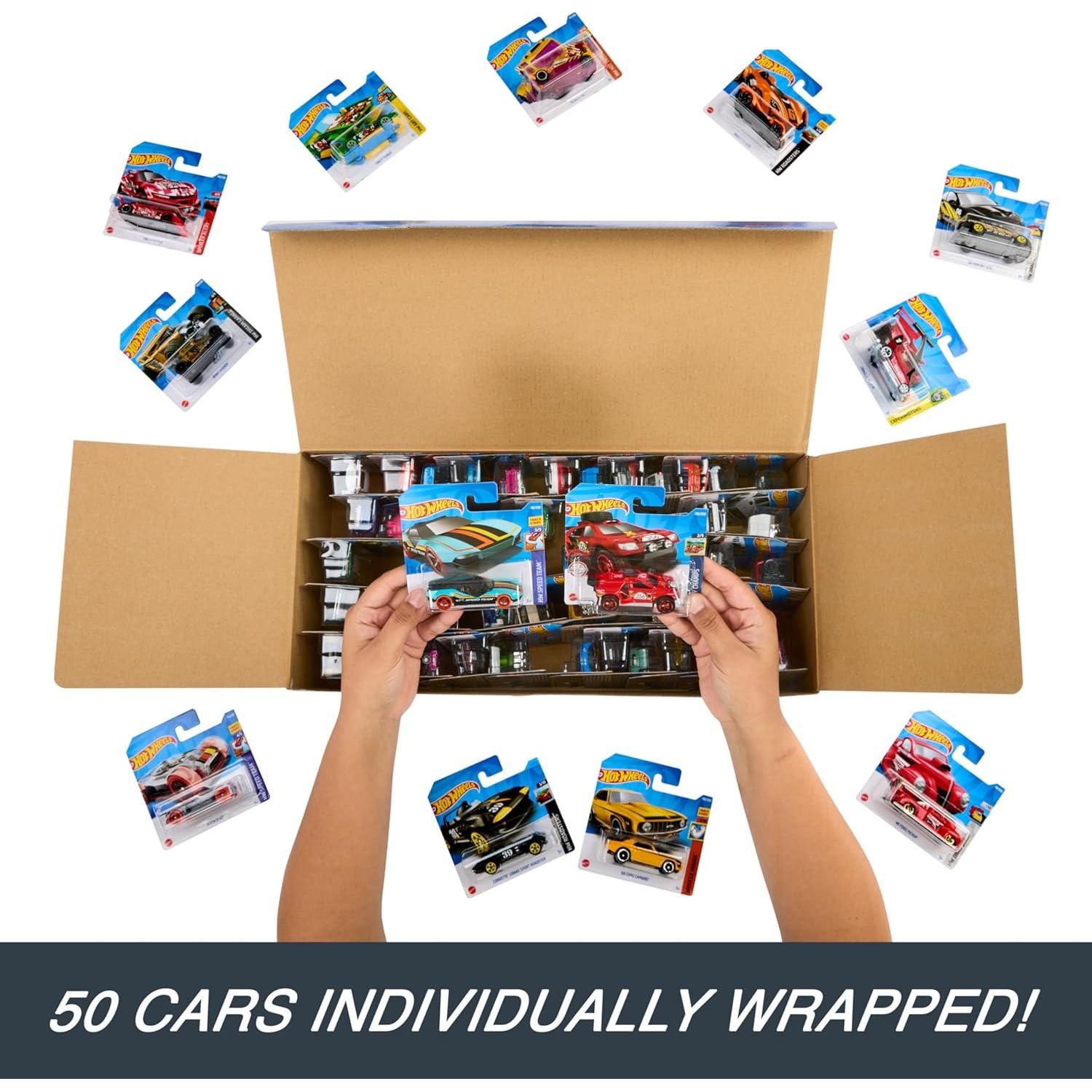 Hot Wheels Toy Trucks And Cars, 50-Pack, Set Of 50 1:64 Scale Individually Packaged Vehicles, Instant Collection (Styles May Vary) (Amazon Exclusive),