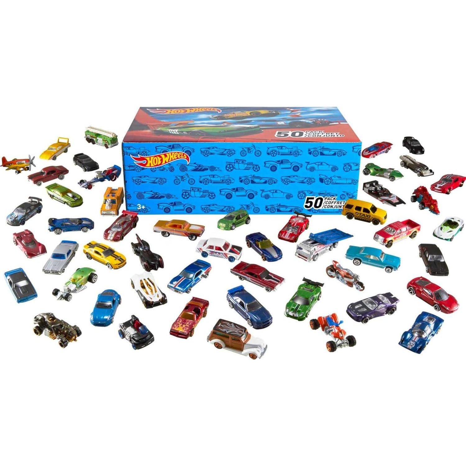 Hot Wheels Toy Trucks And Cars, 50-Pack, Set Of 50 1:64 Scale Individually Packaged Vehicles, Instant Collection (Styles May Vary) (Amazon Exclusive),