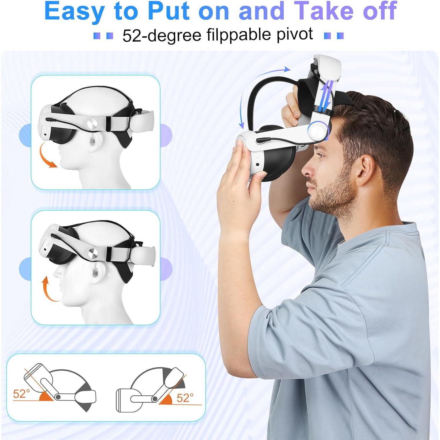 Hurra Battery Head Strap Compatible With Meta Quest 3, 10000mAh Fast Charging Battery Pack Headstrap Extend Playtime, Adjustable Elite Strap Replacement Accessories Compatible With Oculus Quest 3,