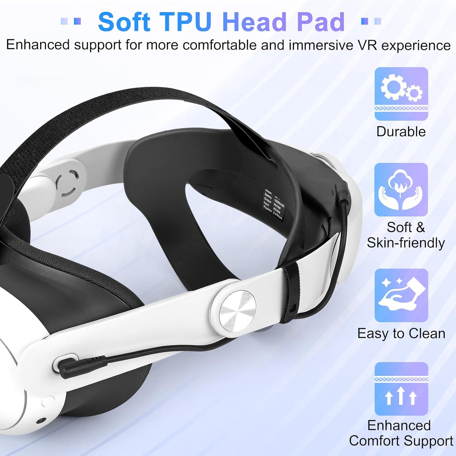 Hurra Battery Head Strap Compatible With Meta Quest 3, 10000mAh Fast Charging Battery Pack Headstrap Extend Playtime, Adjustable Elite Strap Replacement Accessories Compatible With Oculus Quest 3,