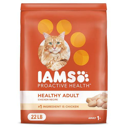 Iams Healthy Adult Cat Food 22 lb Bag Dry Formula with Chicken Supports Heart Health Muscle and Digestion