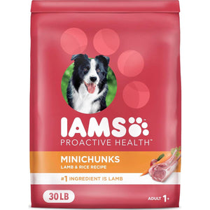 Iams MiniChunks Adult Dry Dog Food with Lamb and Rice 30 lb Bag Supports Strong Muscles and Healthy Digestion