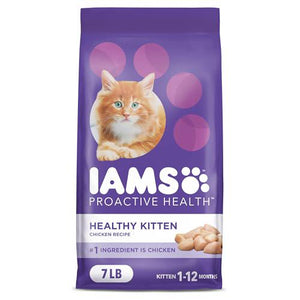 Iams Healthy Kitten Dry Cat Food Chicken Recipe 7 lb Bag with Essential Nutrients for Growth