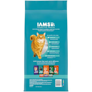 IAMS Indoor Cat Food with Salmon, 7 lb Bag, Adult Hairball & Weight Care, Proactive Health Formula