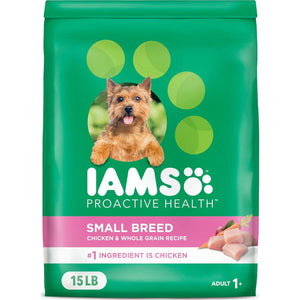 IAMS Small Breed Adult Dry Dog Food, 15 lb Bag, Chicken Recipe, Tailored Kibble Size