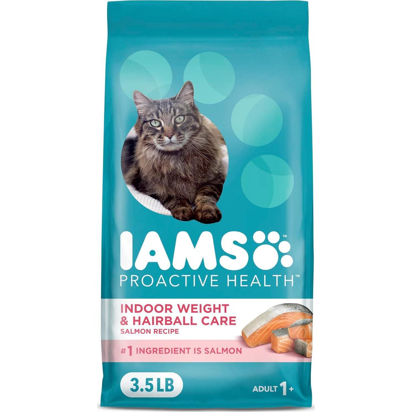 Iams Indoor Cat Food for Hairball and Weight Care with Salmon 3.5 lb Bag