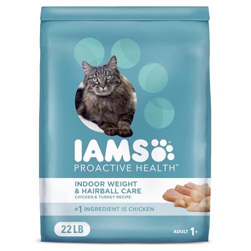 Iams Indoor Cat Food 22 lb Bag Dry Adult Formula with Chicken and Turkey Supports Weight Control and Hairball Care