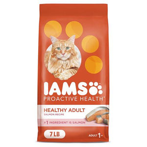 IAMS Proactive Health Adult Cat Food, 7 lb Bag, Dry Kibble with Salmon, Promotes Healthy Coat, Digestive & Immune Support