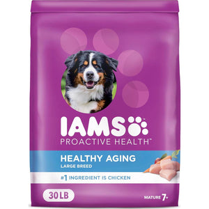 Iams Large Breed Senior Dog Food 30 lb Bag Real Chicken Recipe Proactive Health Formula for Healthy Aging Dogs