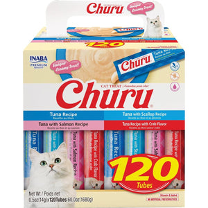 Inaba Churu Cat Treats Creamy Puree Tuna Variety 120 Tubes 0.5 oz Each with Vitamin E