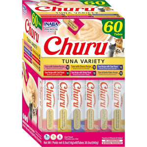Inaba Churu Cat Treats Tuna Variety Pack Creamy Puree Lickable Grain Free 60 Servings