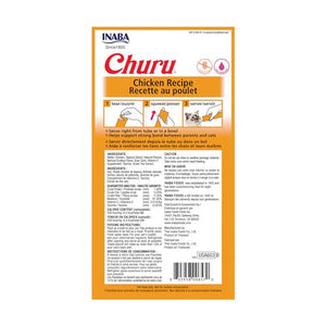 Inaba Churu Chicken Cat Treats, 24 Tubes (4 Packs), Grain-Free, Lickable Creamy Puree, Vitamin E + Taurine
