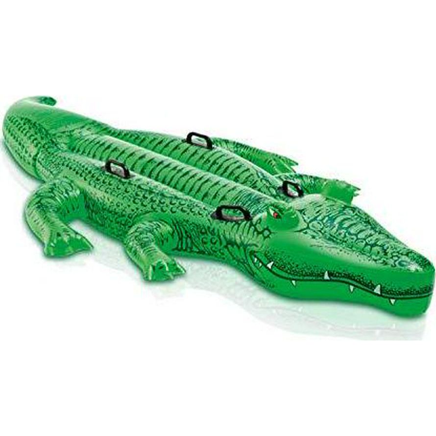 Intex Giant Gator Inflatable Pool Float 80 x 45 Inch for Kids Ages 3 and Up 176 lb Capacity with 2 Handles Animal Design