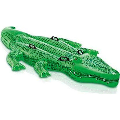 Intex Giant Gator Inflatable Pool Float 80 x 45 Inch for Kids Ages 3 and Up 176 lb Capacity with 2 Handles Animal Design