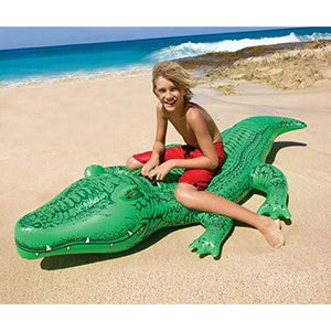 Intex Giant Gator Inflatable Pool Float 80 x 45 Inch for Kids Ages 3 and Up 176 lb Capacity with 2 Handles Animal Design