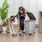 IRIS USA Airtight Pet Food Storage Container with Wheels, Built-in Scoop, Holds 40 lbs, Gray, BPA-Free