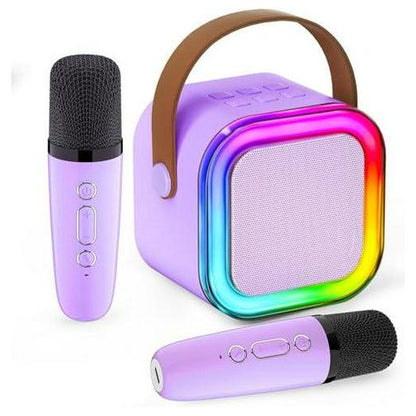iRoo Mini Karaoke Machine Purple with 2 Mics Portable MP3 Player Gift for Girls Ages 4 to 12