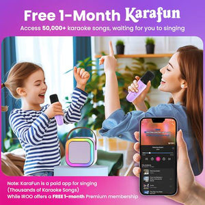 iRoo Mini Karaoke Machine Purple with 2 Mics Portable MP3 Player Gift for Girls Ages 4 to 12