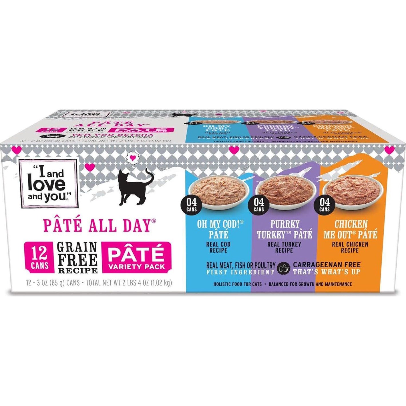 I and Love and You cat food variety pack 12 count 3 oz cans grain free wet food for cats assorted flavors