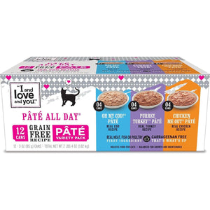 I and Love and You cat food variety pack 12 count 3 oz cans grain free wet food for cats assorted flavors