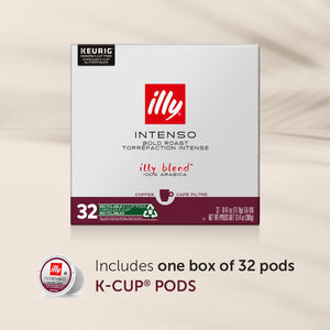 Illy Coffee Pods for Keurig, Intenso Dark Roast, Cocoa & Dried Fruit Notes, Full-Bodied Flavor, 32 Count, No Preservatives