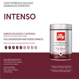 Illy Intenso Ground Espresso Coffee, Bold Roast, 100% Arabica, Full-Flavored with Cocoa Notes, 88 oz (1 Pack)