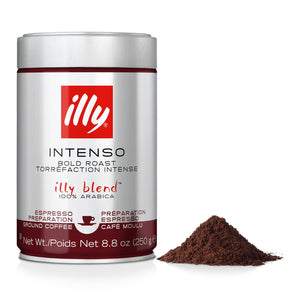 Illy Intenso Ground Espresso Coffee, Bold Roast, 100% Arabica, Full-Flavored with Cocoa Notes, 88 oz (1 Pack)