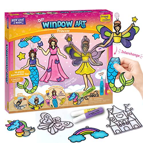 Imagimake Window Art Princess Suncatcher Kit for Girls Ages 6 to 12 Arts and Crafts Unicorn Gift