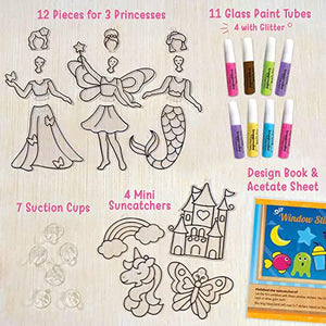 Imagimake Window Art Princess Suncatcher Kit for Girls Ages 6 to 12 Arts and Crafts Unicorn Gift