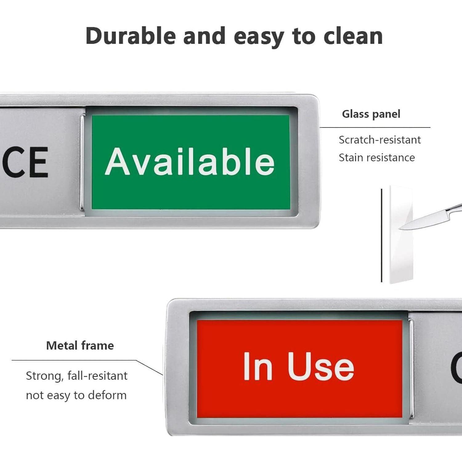 In Use/Available Sign,Non-Scratch Magnetic Privacy Sliding Door Signs Tells Whether Office Conference Room Vacant Or Occupied, Silver,796520179103