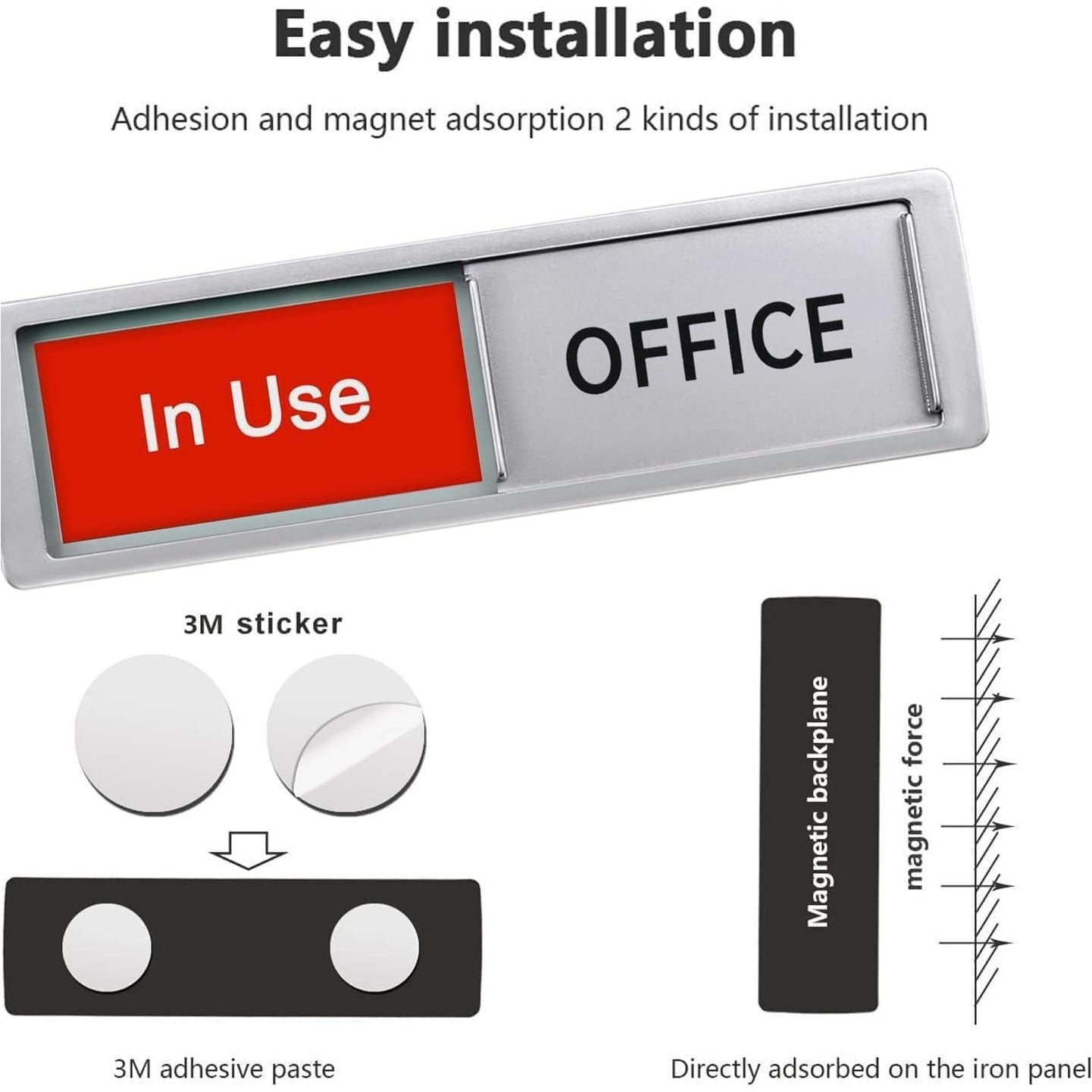 In Use/Available Sign,Non-Scratch Magnetic Privacy Sliding Door Signs Tells Whether Office Conference Room Vacant Or Occupied, Silver,796520179103