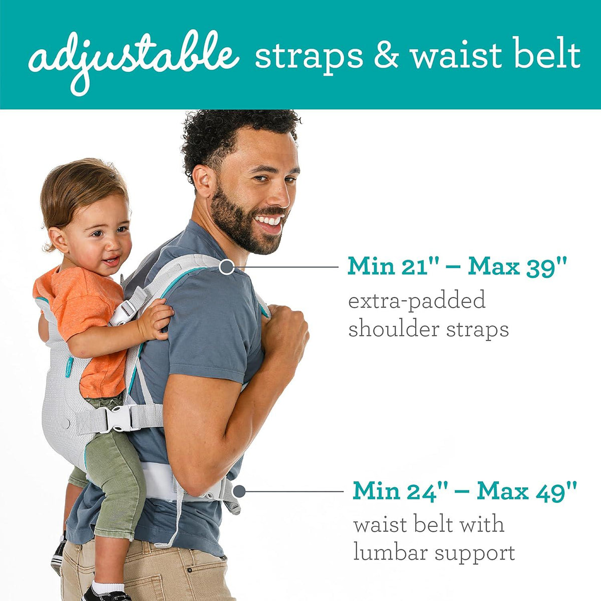 Infantino Flip 4-in-1 Light And Airy Convertible Carrier - Breathable, 4 Positions, Lumbar Support,