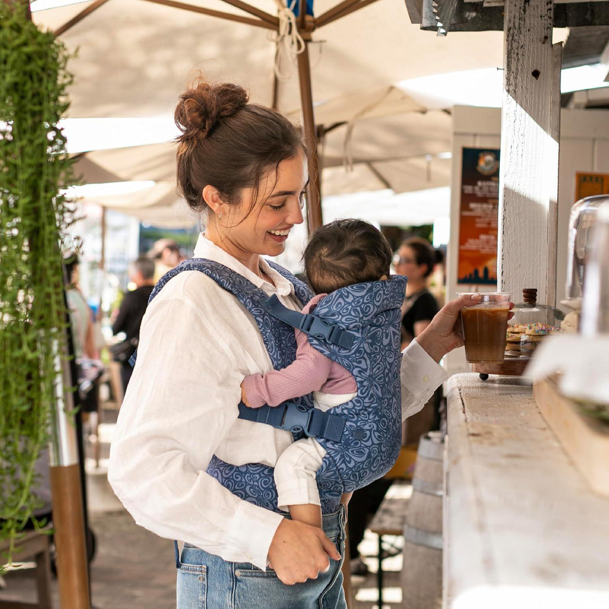Infantino Flip Advanced 4-in-1 Carrier - Ergonomic, Convertible, Face-in And Face-Out Front And Back Carry For Newborns And Older Babies 8-32 Lbs, Floral Navy,